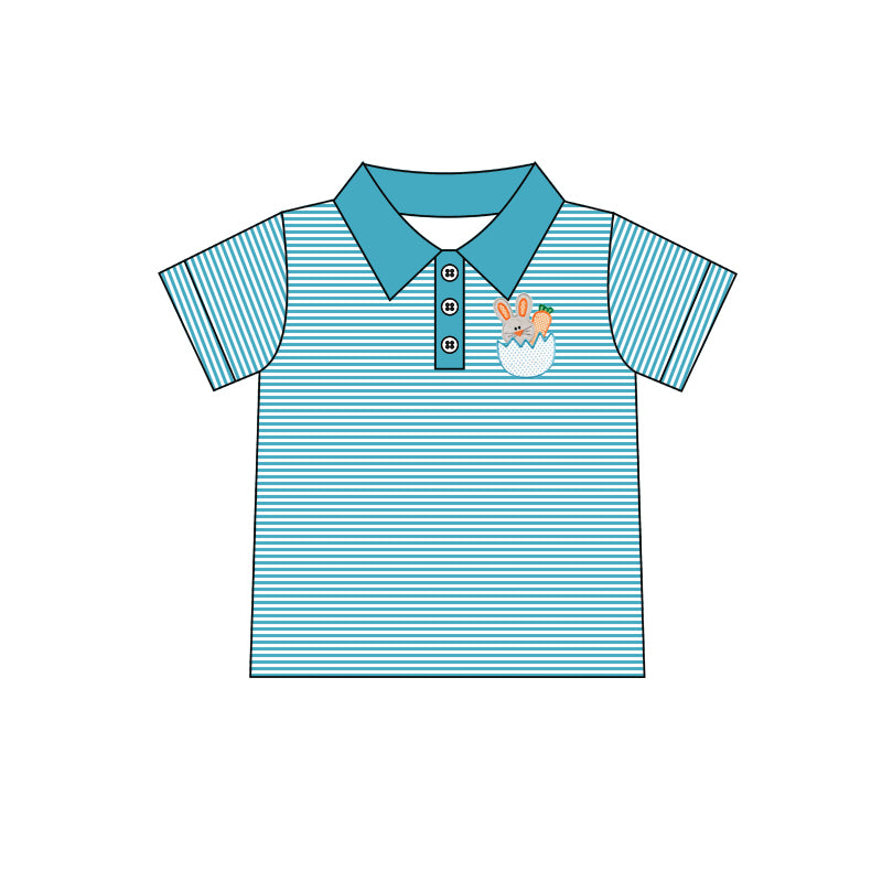 BT0432 top tee Easter bunny rabbit polo boy t-shirt buttons  preorder 20231009