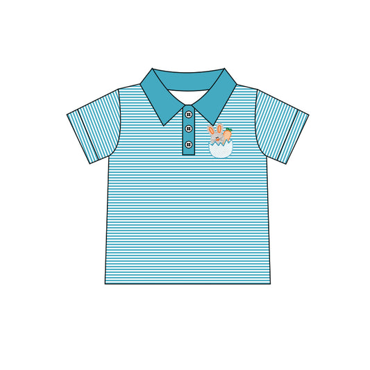 BT0432 top tee Easter bunny rabbit polo boy t-shirt buttons  preorder 20231009