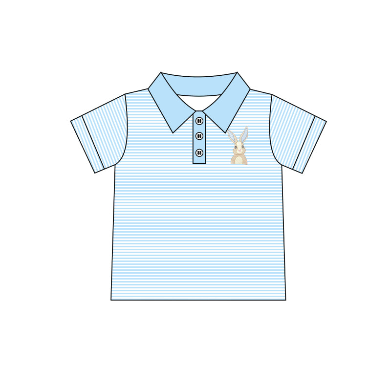 BT0433 top tee Easter bunny rabbit polo boy t-shirt buttons  preorder 20231009