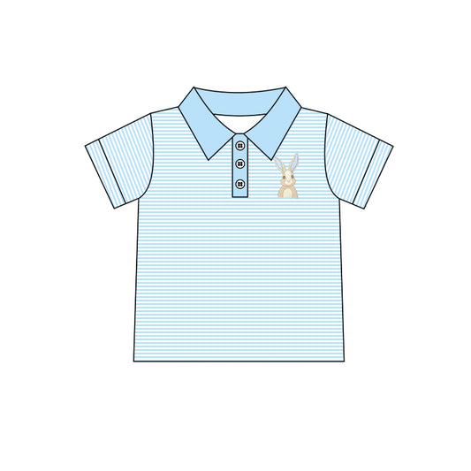 BT0433 top tee Easter bunny rabbit polo boy t-shirt buttons  preorder 20231009