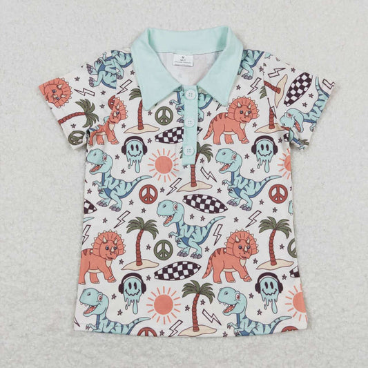 BT0580 animal dinosuar button boy top shirt 202403 RTS