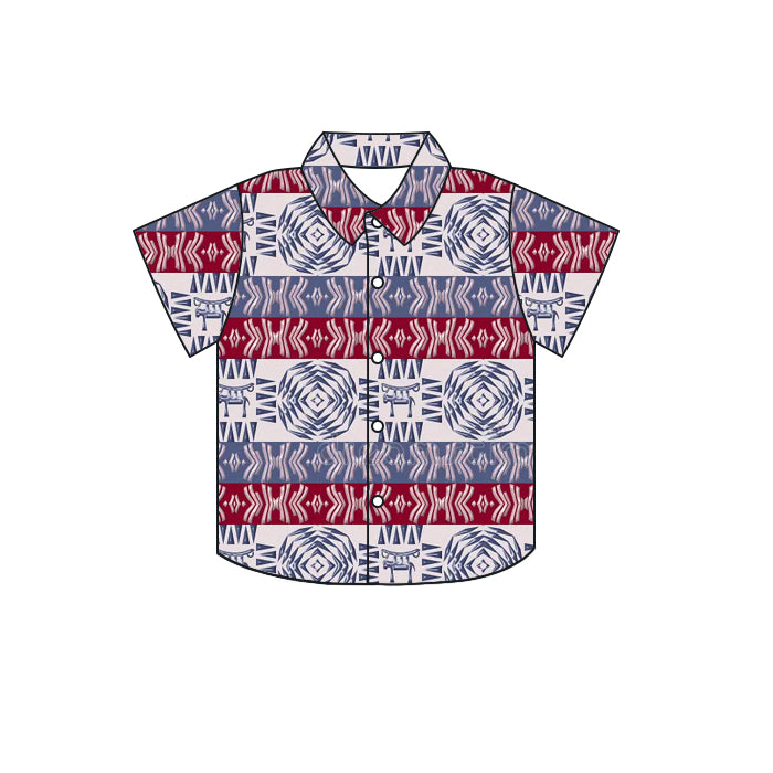 BT0585 preorder western July 4th button boy top shirt 202401