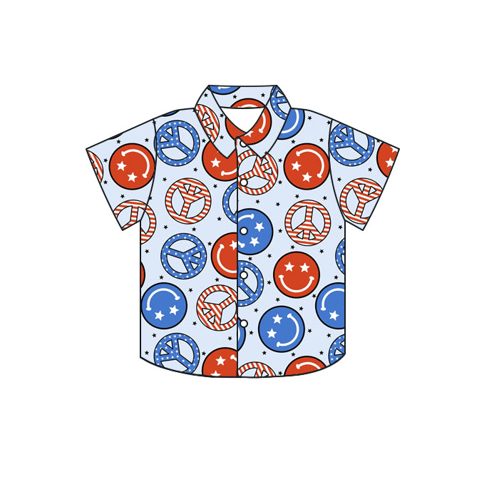 BT0588 preorder July 4th smile button boy top shirt 202401