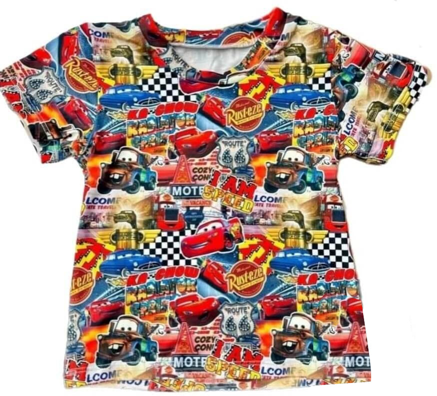 BT0659 western cartoon car girl top tee  t-shirt  preorder 202403