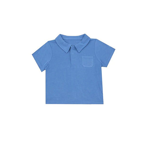 BT0663 western blue solid cotton kid top tee  t-shirt  preorder 202403