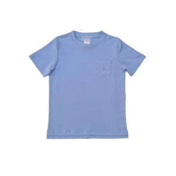 BT0669 western blue solid cotton kid top tee  t-shirt  preorder 202403