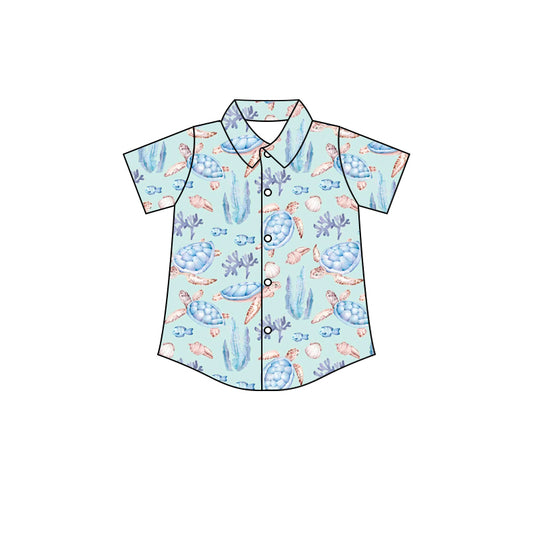 BT0670 turtle boy short sleeve button top Boy shirts 202402 preorder