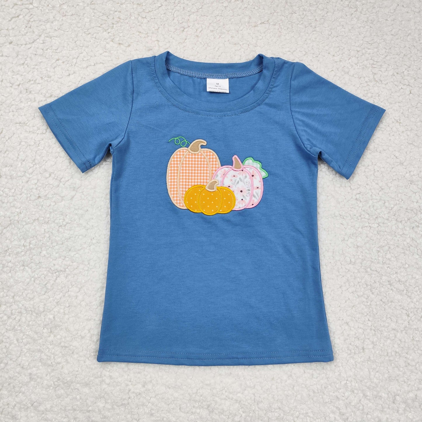 BT0675 embroidery pumpkin top tee Halloween  boy t-shirt   202407 RTS