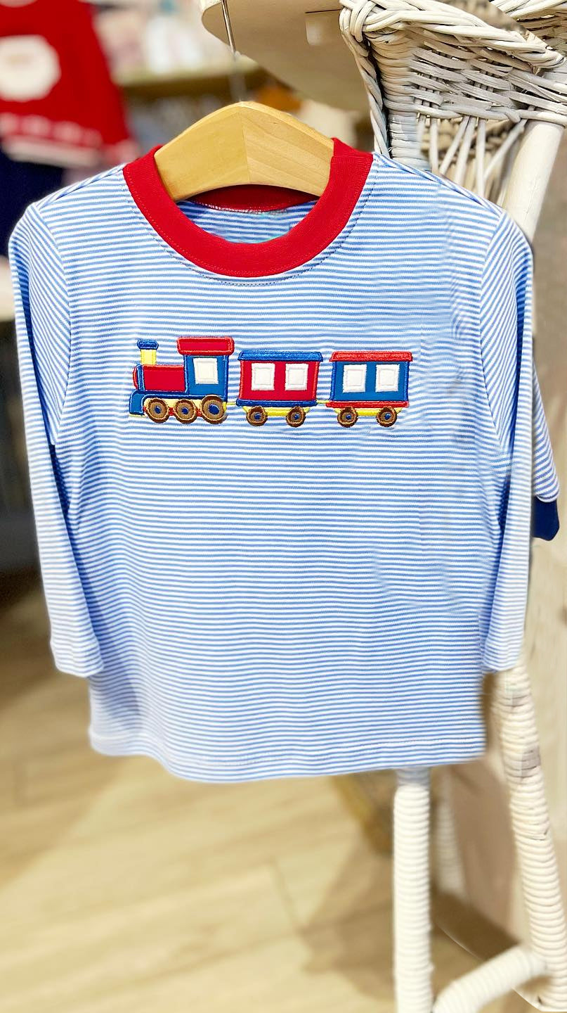 BT0702 preorder western train tractor shorts boy tee t-shirt top 202405