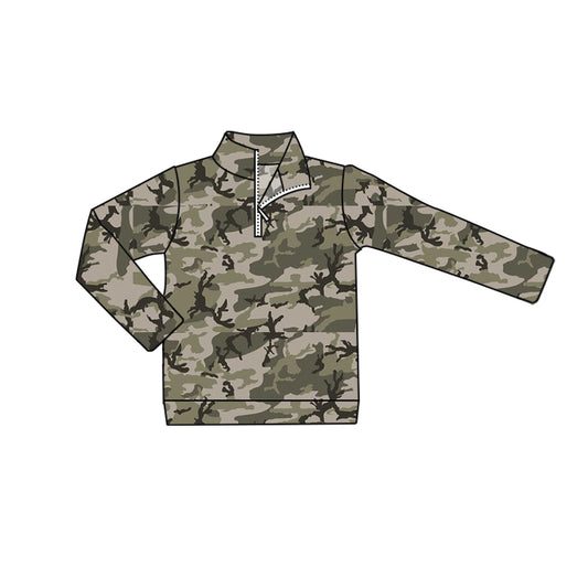 BT0719 preorder  camo zipper western  shorts boy shirts top 202405