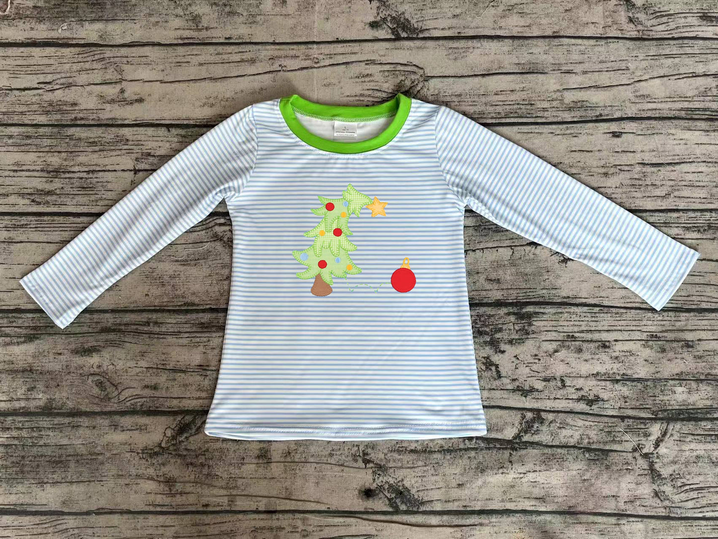 BT0809 embroidery Christmas tree preorder  boy shirts top 202409 rts