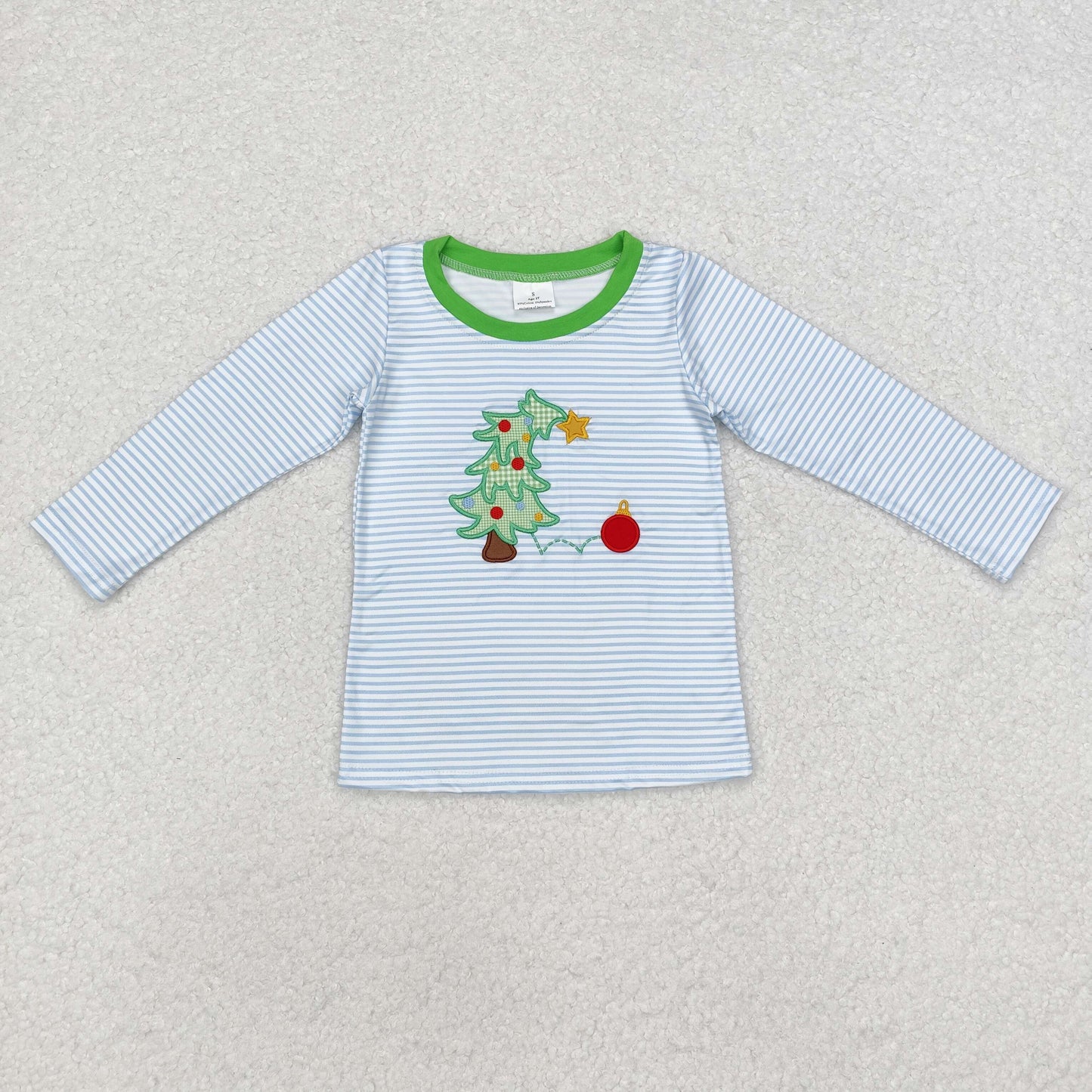 BT0809 embroidery Christmas tree preorder  boy shirts top 202409 rts