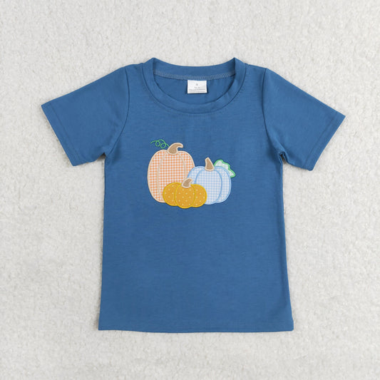 BT0824 RTS kids Halloween pumpkin embroidrey T-shirt top 202407