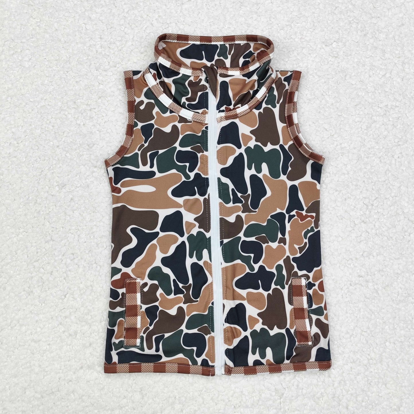 BT0856 Christmas Camo Zipper vest T-shirt top 202410 RTS