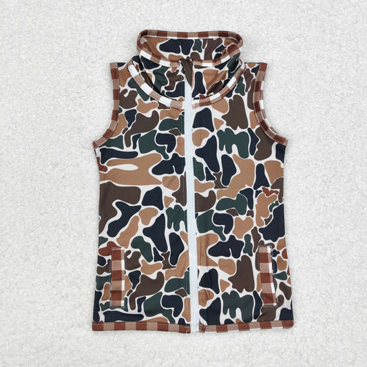 BT0856 Christmas Camo Zipper vest T-shirt top 202410 RTS