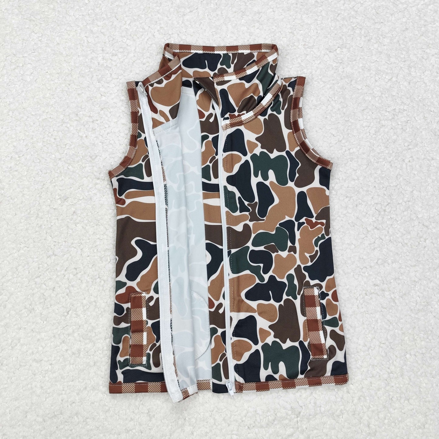 BT0856 Christmas Camo Zipper vest T-shirt top 202410 RTS