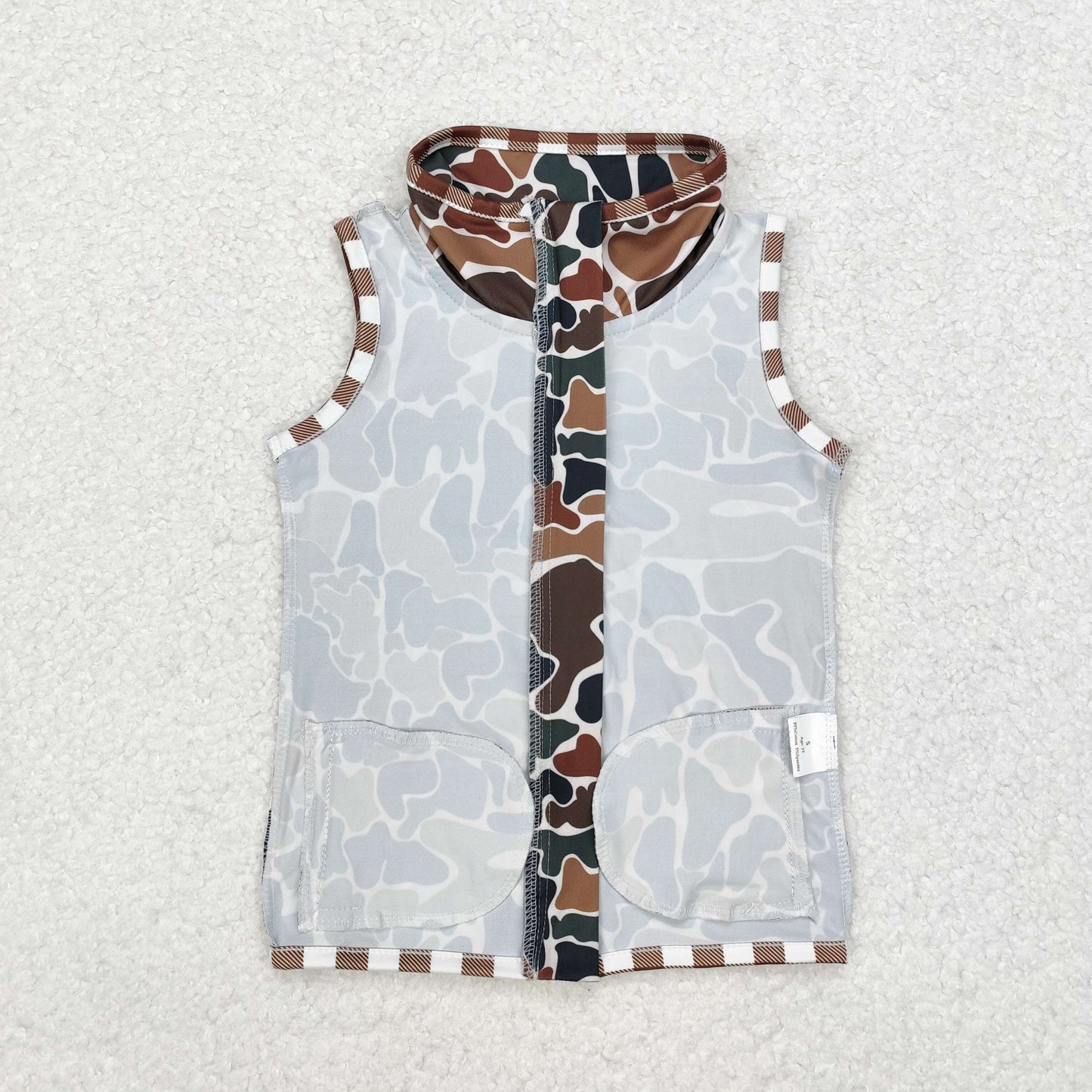 BT0856 Christmas Camo Zipper vest T-shirt top 202410 RTS