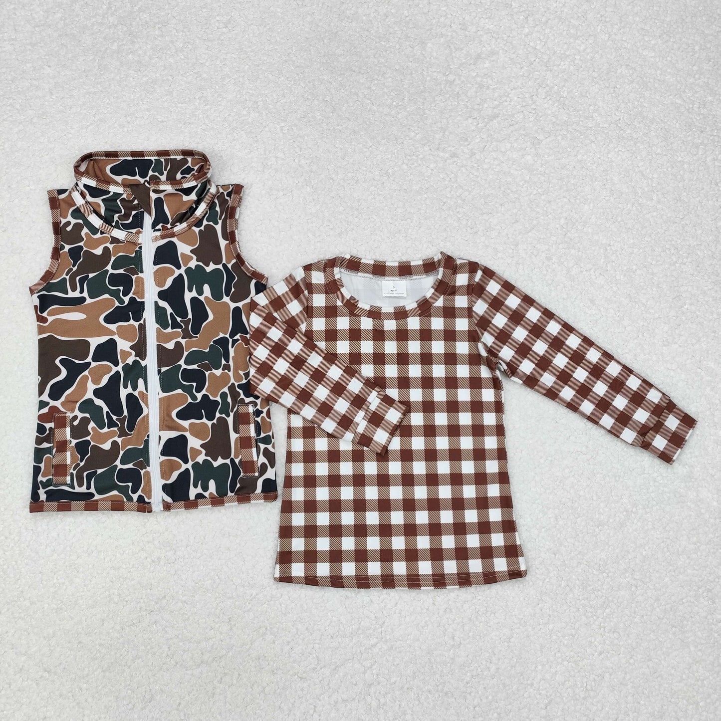 BT0857 组合 2pcs boy top with vest Camo Zipper vest T-shirt top 202410 RTS
