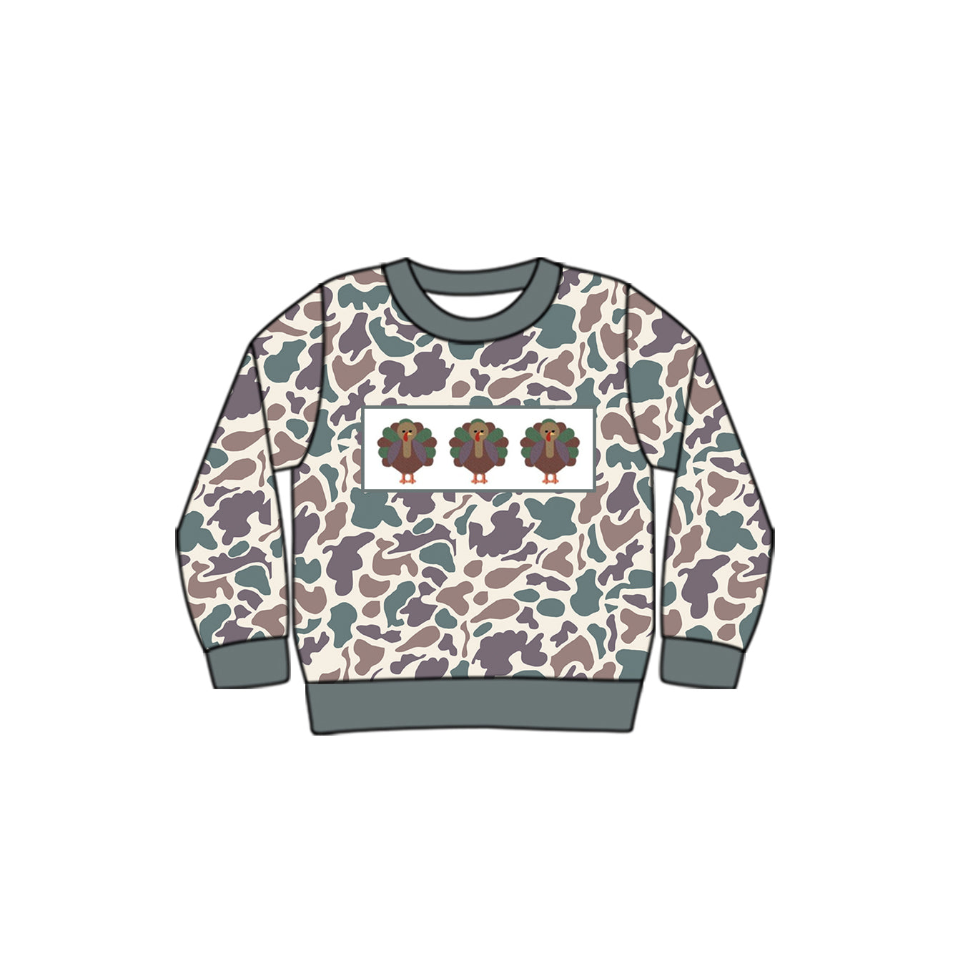 BT0863 embroidery turkey camo boyT-shirt top 202409