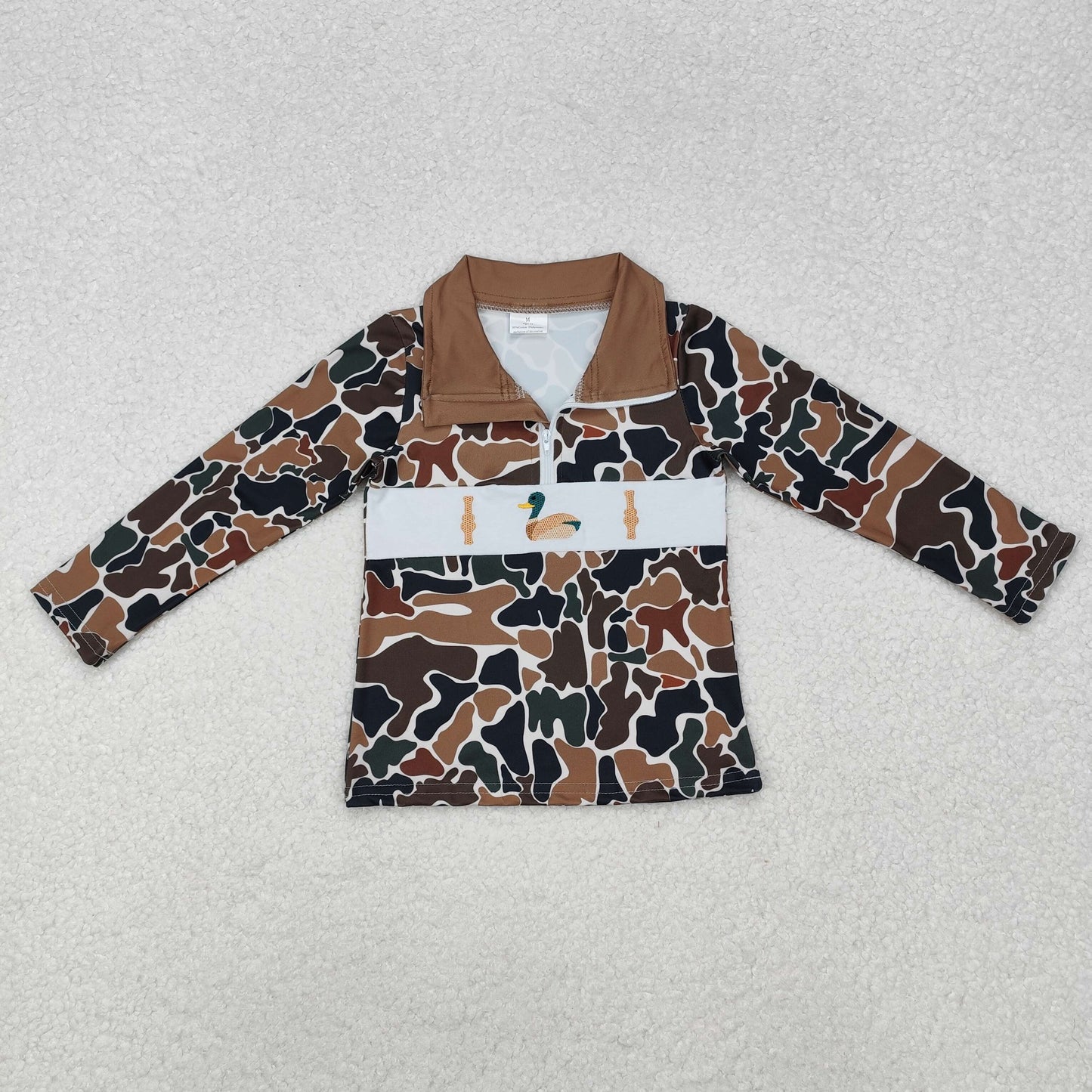 BT0903 embroidery camo duck western long sleeve camo zipper top coat pullover 202411 RTS