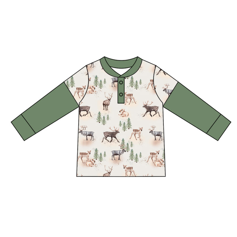 BT0917 preorder western Christmas tree deer boy tee t-shirt top 202409