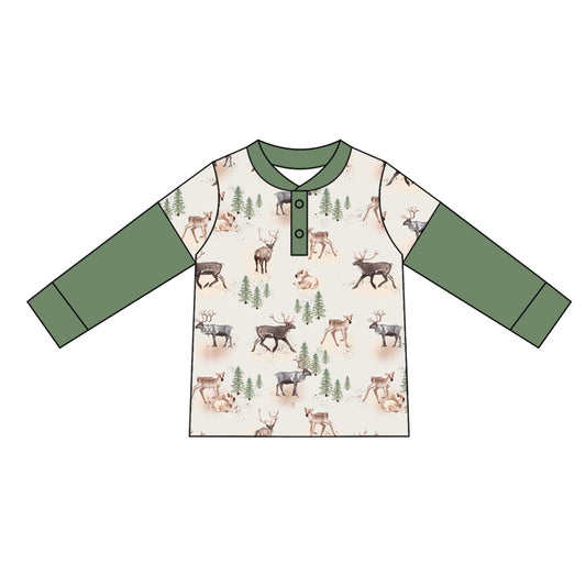 BT0917 preorder western Christmas tree deer boy tee t-shirt top 202409