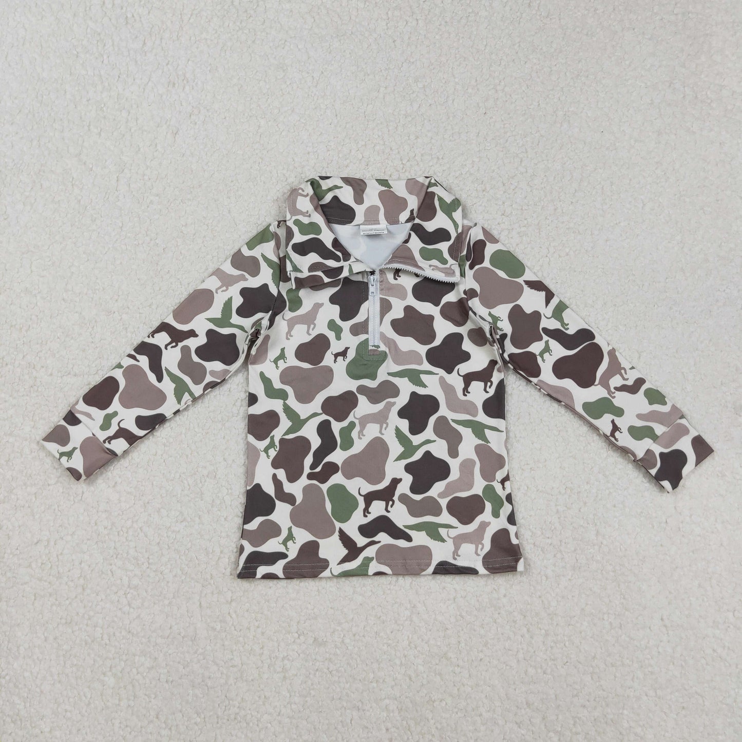 BT0955 long sleeve duck camo hunting dog hat zipper boy top coat pullover  202509 RTS