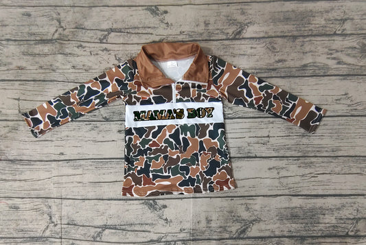 BT0973 embroidery mama's boy western long sleeve camo top coat camo pullover 202410 preorder