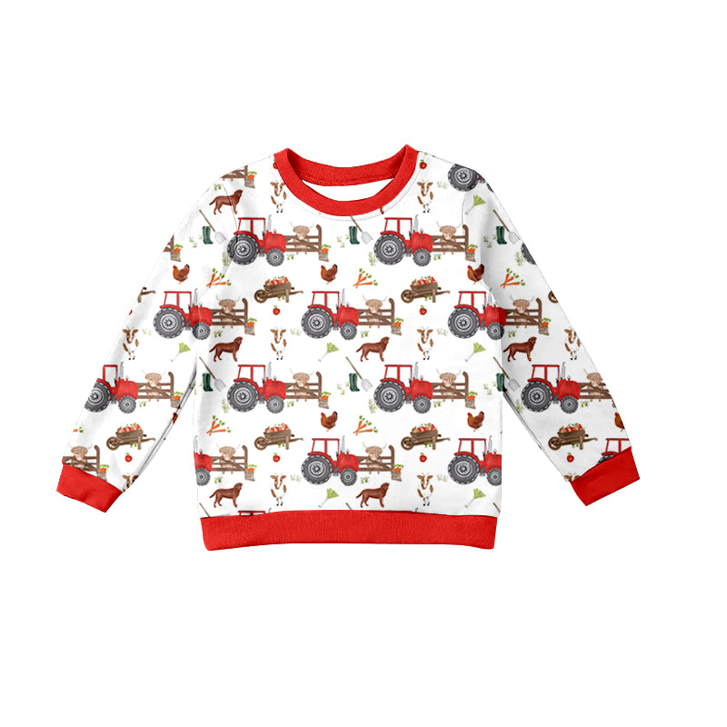 BT1058 farm tractor love animal top coat pullover 202410 preorder