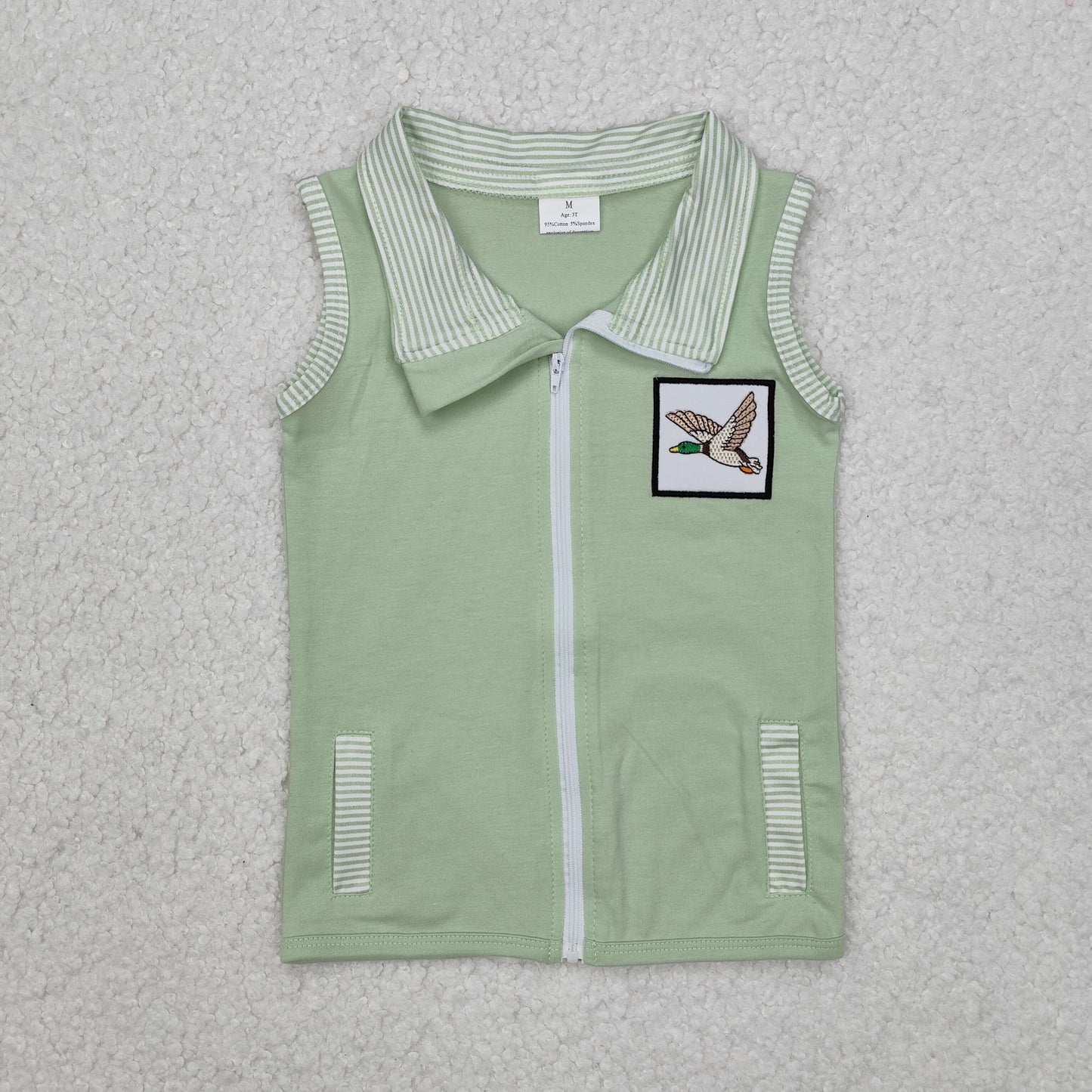 BT1071 embroidery duck  Zipper vest T-shirt top 202412 RTS