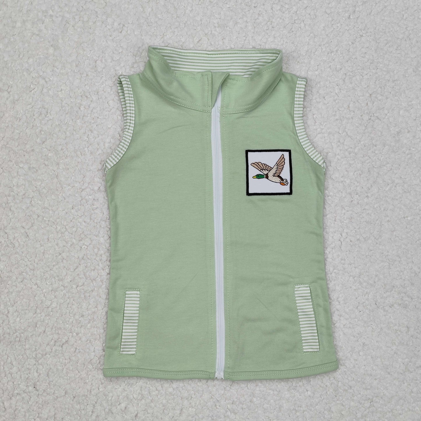 BT1071 embroidery duck  Zipper vest T-shirt top 202412 RTS