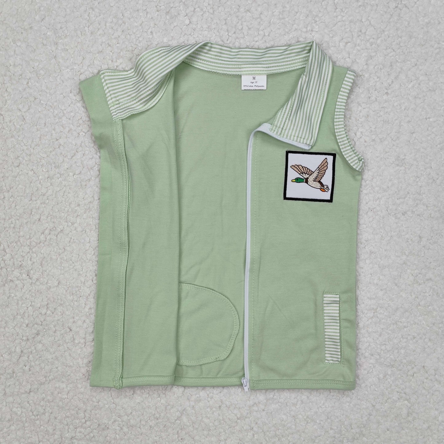 BT1071 embroidery duck  Zipper vest T-shirt top 202412 RTS