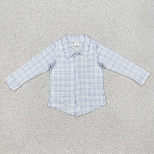 BT1075 western plaid easter button boy top shirt  RTS 202412