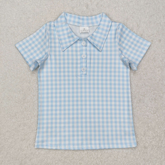 BT1125 blue plaid Easter boy top tshirt  202501 RTS