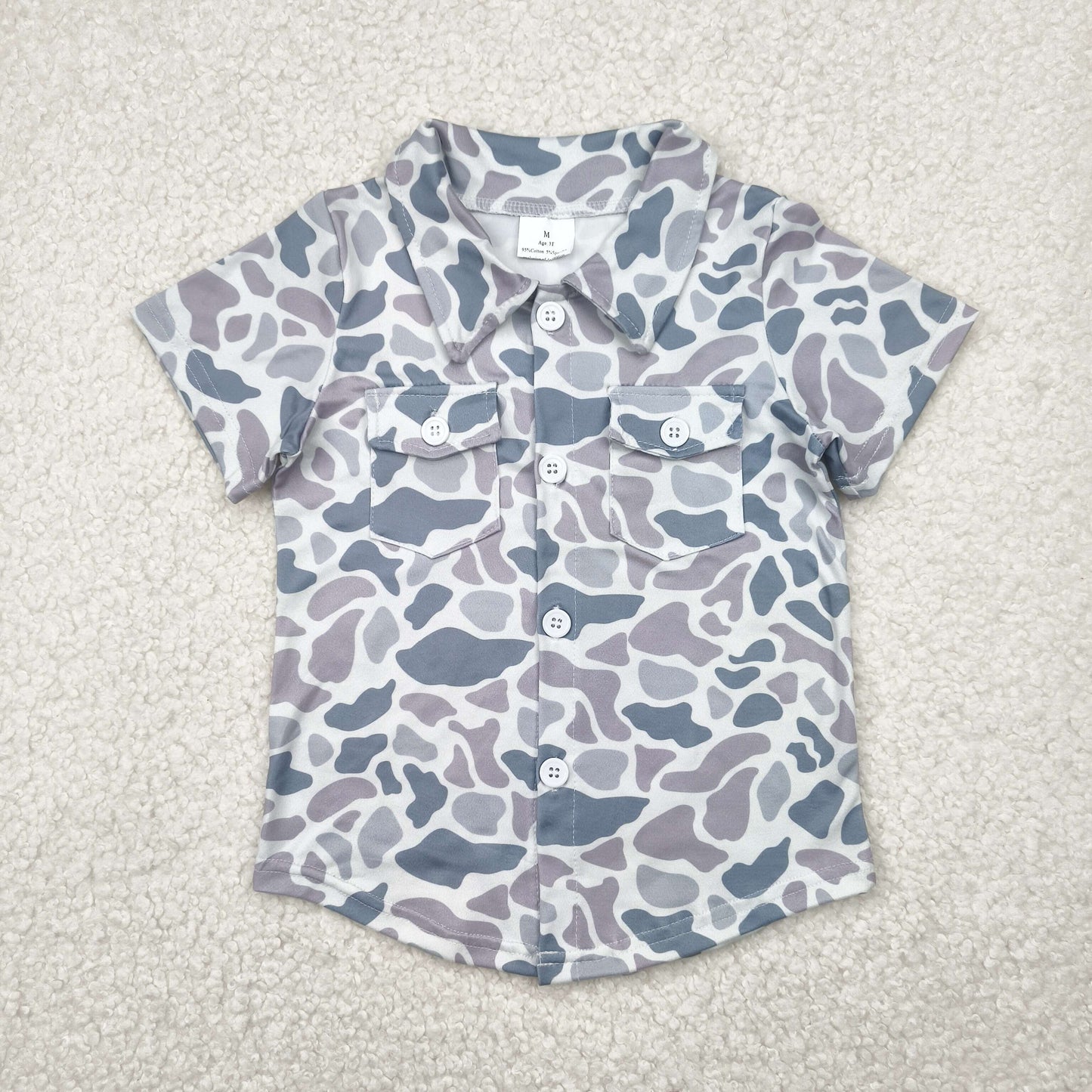 BT1202 camo  western cartoon car boy buttons top t-shirt 202502 preorder