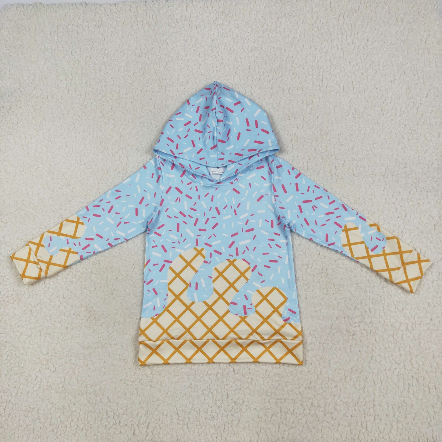 BT1270 western light blue splatter ice cream drip girl hoodie top coat camo pullover 202507 RTS