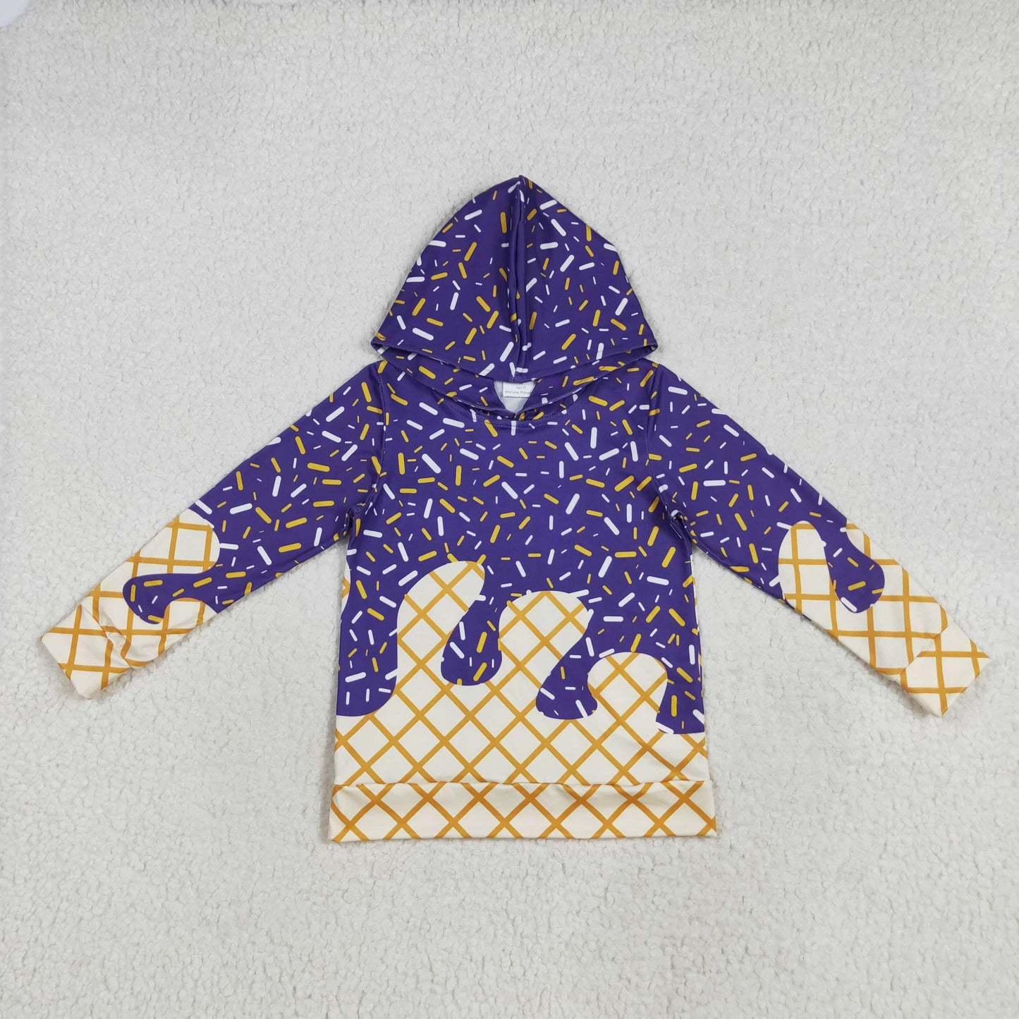BT1276  purple western  splatter ice cream drip girl hoodie top coat camo pullover 202507 RTS