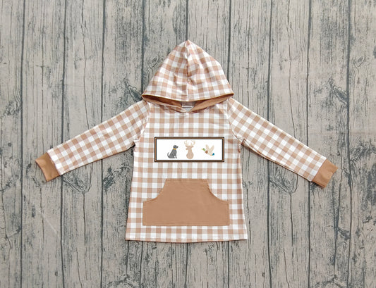 BT1285 embroidry dog deer duck long sleeve boy hoodie top coat camo pullover 202507  preorder