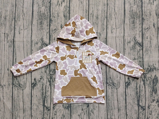 BT1302 embroidery dog long sleeve boy hoodie top coat camo pullover 202508  preorder