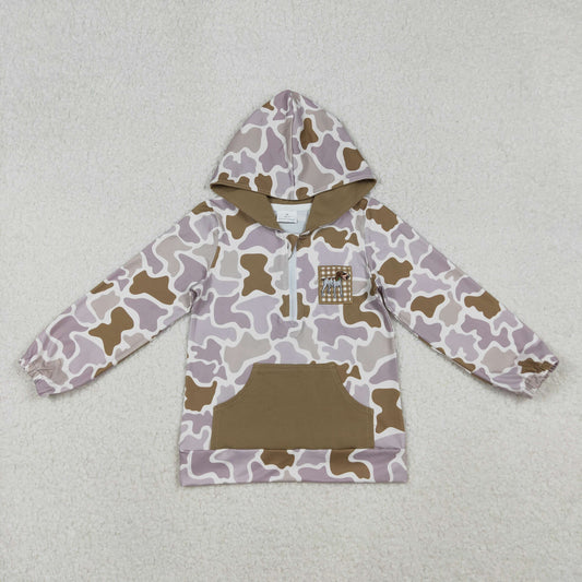 BT1302 embroidery dog long sleeve boy hoodie top coat camo pullover 202509 RTS