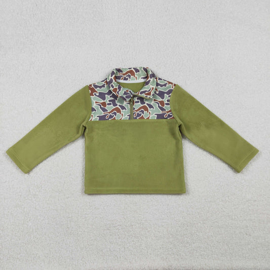 BT1308 western green camo long sleeve boy top coat camo pullover 202510 RTS
