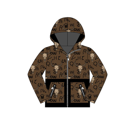 BT1337 Hoodie camo zipper cow western boy top202508 preorder
