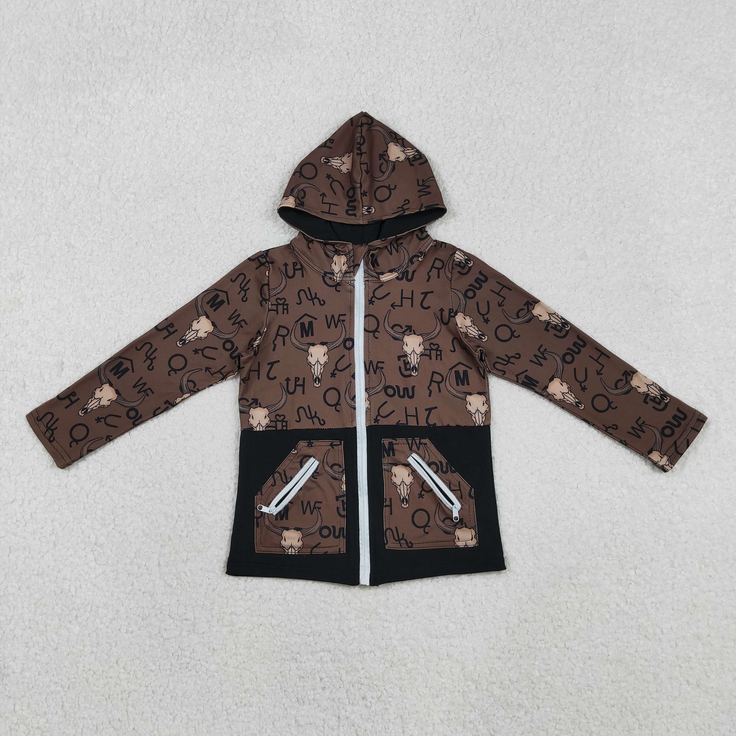 BT1337 Hoodie camo zipper cow western boy top 202511 RTS