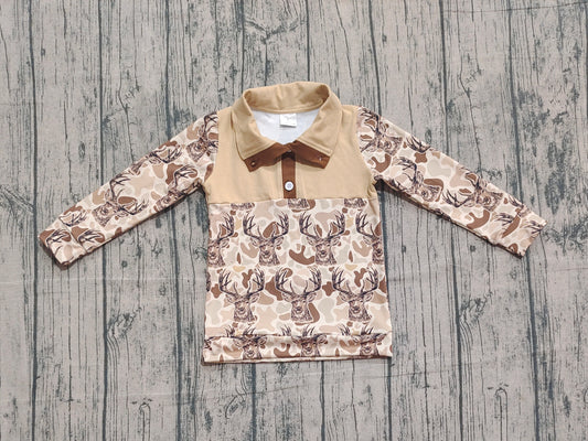 BT1338-XS-3XL Hoodie camo buttons deer western boy top 202508 preorder