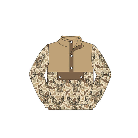 BT1338 Hoodie camo buttons deer western boy top 202508 preorder