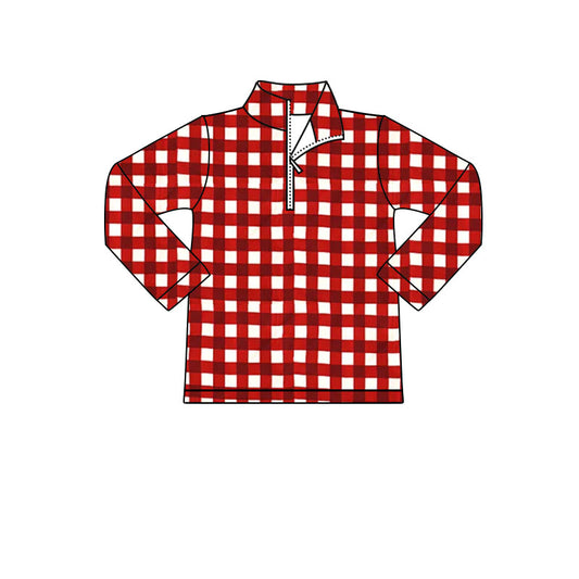 BT1349 boy plaid red zipper top coat pullover  202509 preorder