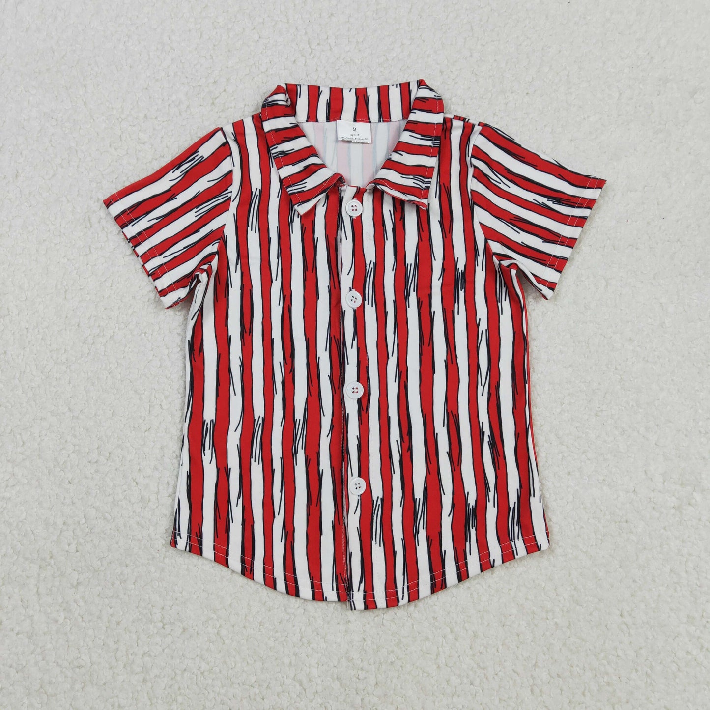 BT1462  stripe red button polo shirt  boy top coat pullover  202511 RTS