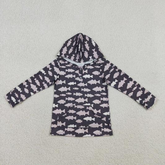 BT1545  fish  hoodie zip up boy long sleeve coat top 202604 RTS