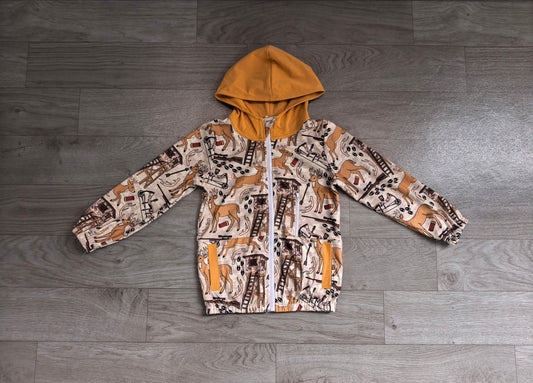 Sample-Real Pics BT1567 Baby Boy Clothes Deer Hunting Mixed Print Long Sleeve Zip Up Hoodie