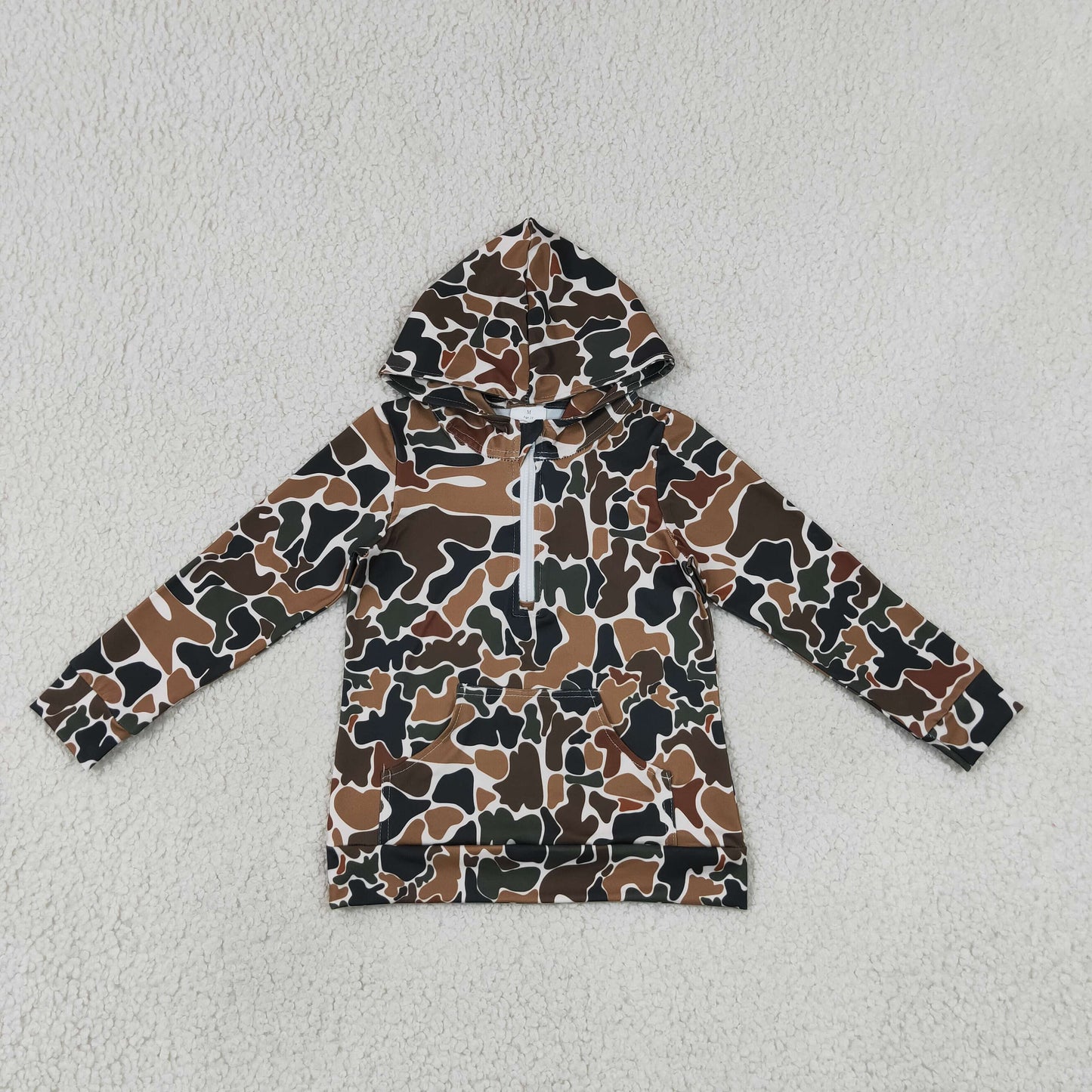 BT1851 Dark Camo Hoodie Kids Dark Camo Full Zip Long Sleeve Hooded Top 202607 RTS